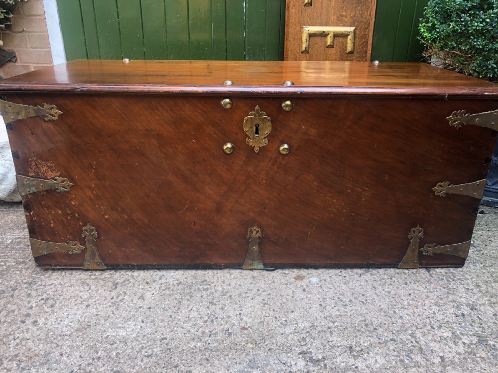 C18th Dutch East Indies teak and cedar chest with gilt-brass and bronze fittings. View XIV