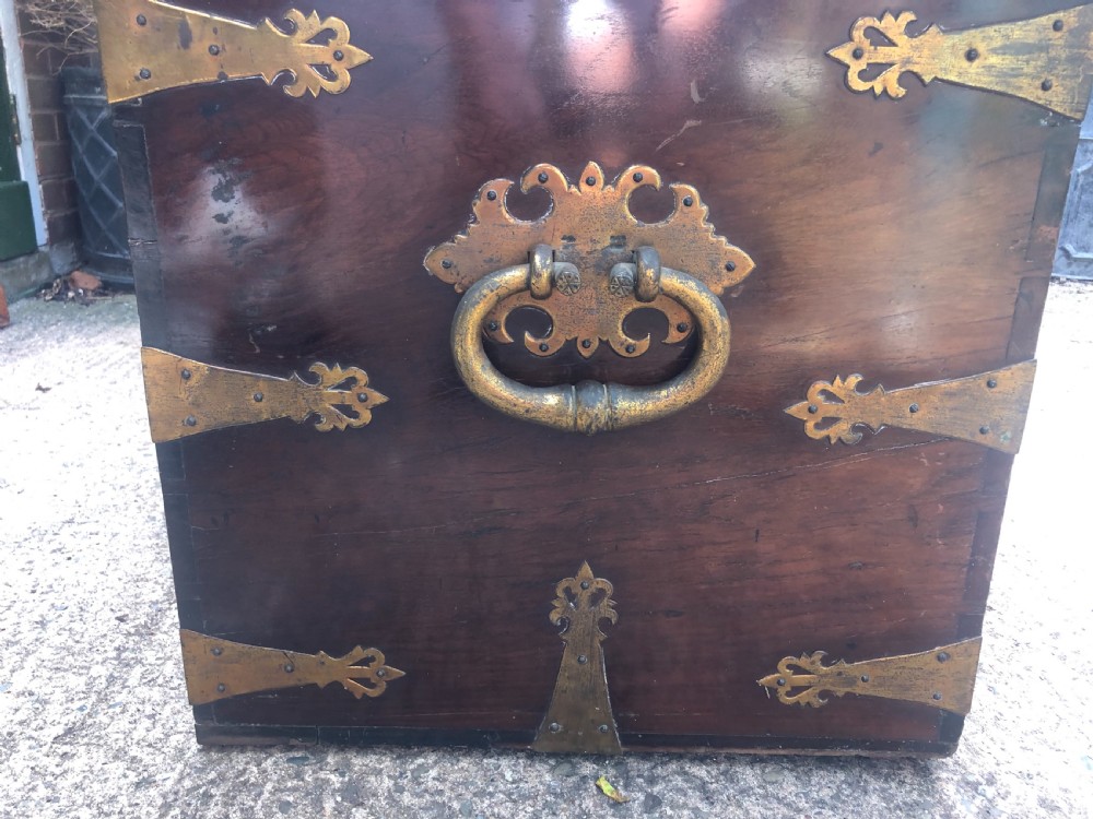 C18th Dutch East Indies teak and cedar chest with gilt-brass and bronze fittings. View XV