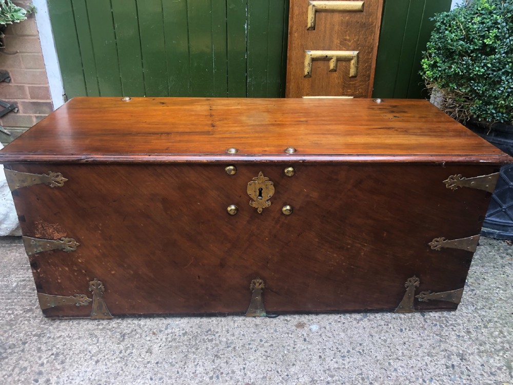 C18th Dutch East Indies teak and cedar chest with gilt-brass and bronze fittings. View XVI