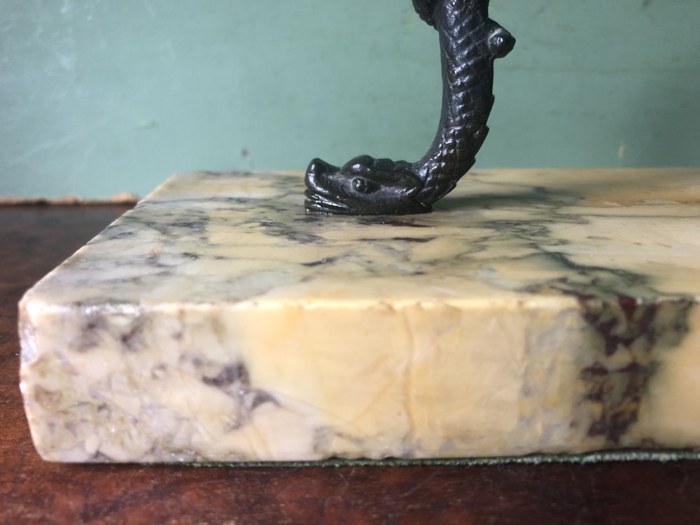 Mid C19th Italian giallo antico marble rectangular paperweight with bronze handle,  View XI