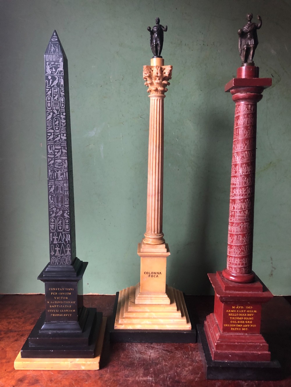 Fine quality group of 3 early C19th Italian marble  ‘Grand Tour’ souvenir architectural reduction models from ancient Rome .  View XXIX