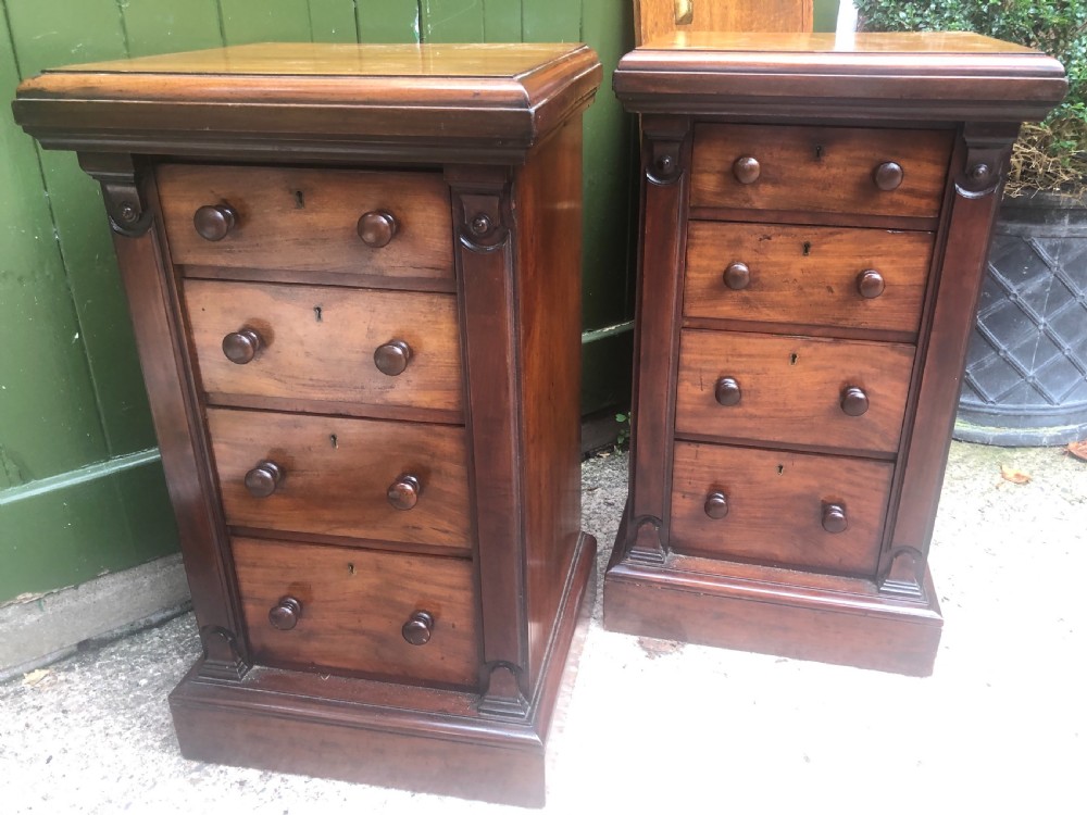 Pair of C19th Victorian period mahogany pedestal bedside chests -of-drawers by Maple. View V