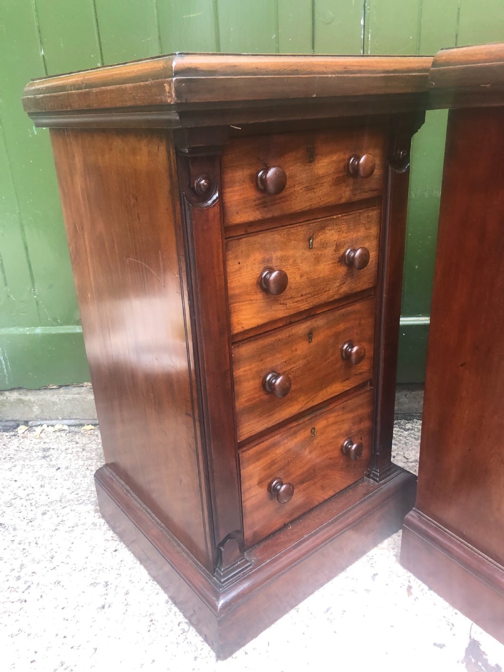 Pair of C19th Victorian period mahogany pedestal bedside chests -of-drawers by Maple. View XII