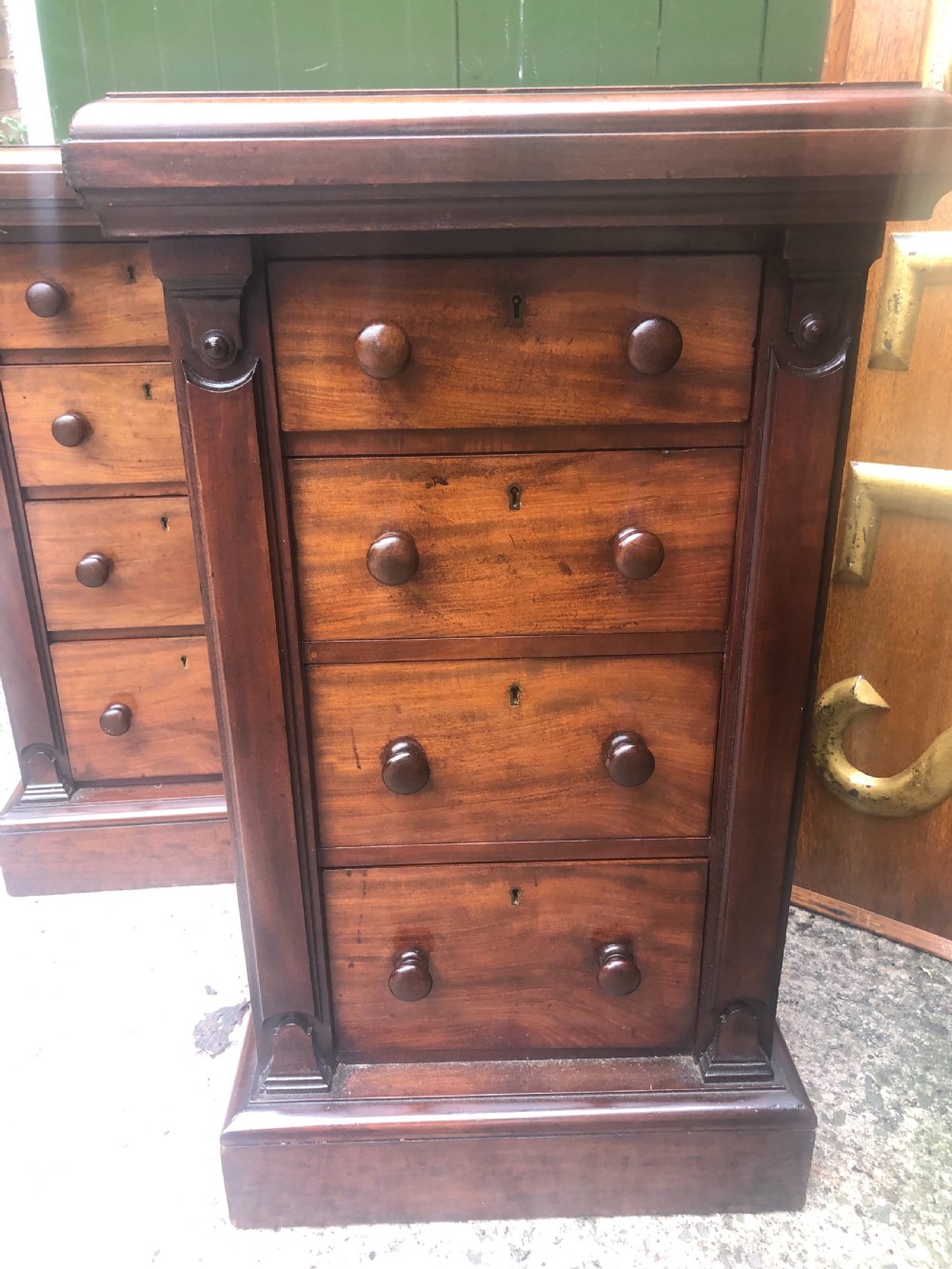 Pair of C19th Victorian period mahogany pedestal bedside chests -of-drawers by Maple. View XIII