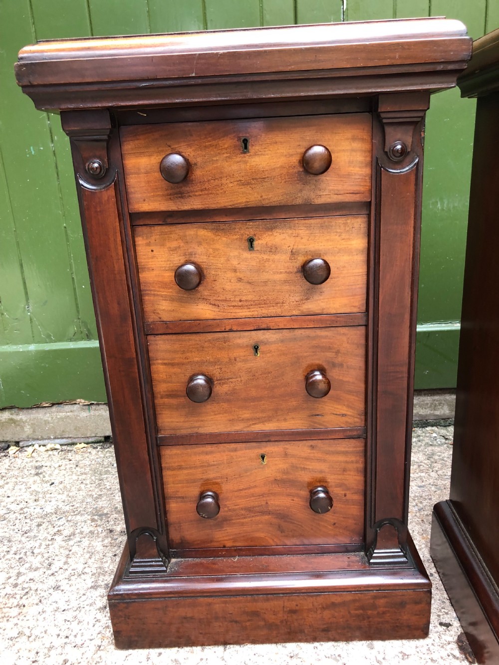Pair of C19th Victorian period mahogany pedestal bedside chests -of-drawers by Maple. View XVII