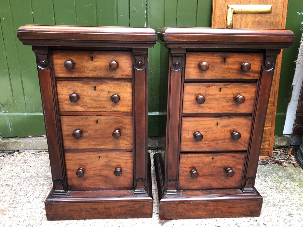 Pair of C19th Victorian period mahogany pedestal bedside chests -of-drawers by Maple. View XIX