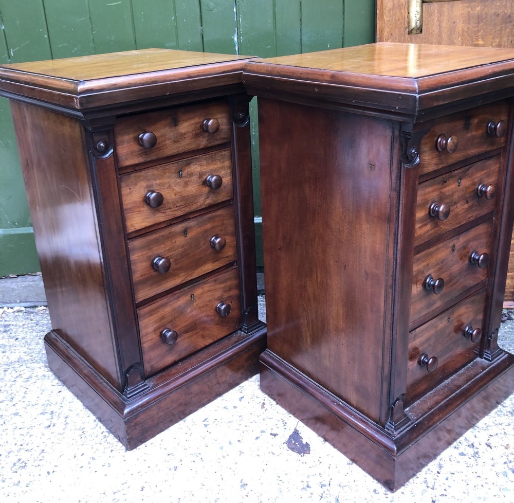 Pair of C19th Victorian period mahogany pedestal bedside chests -of-drawers by Maple. View XIV