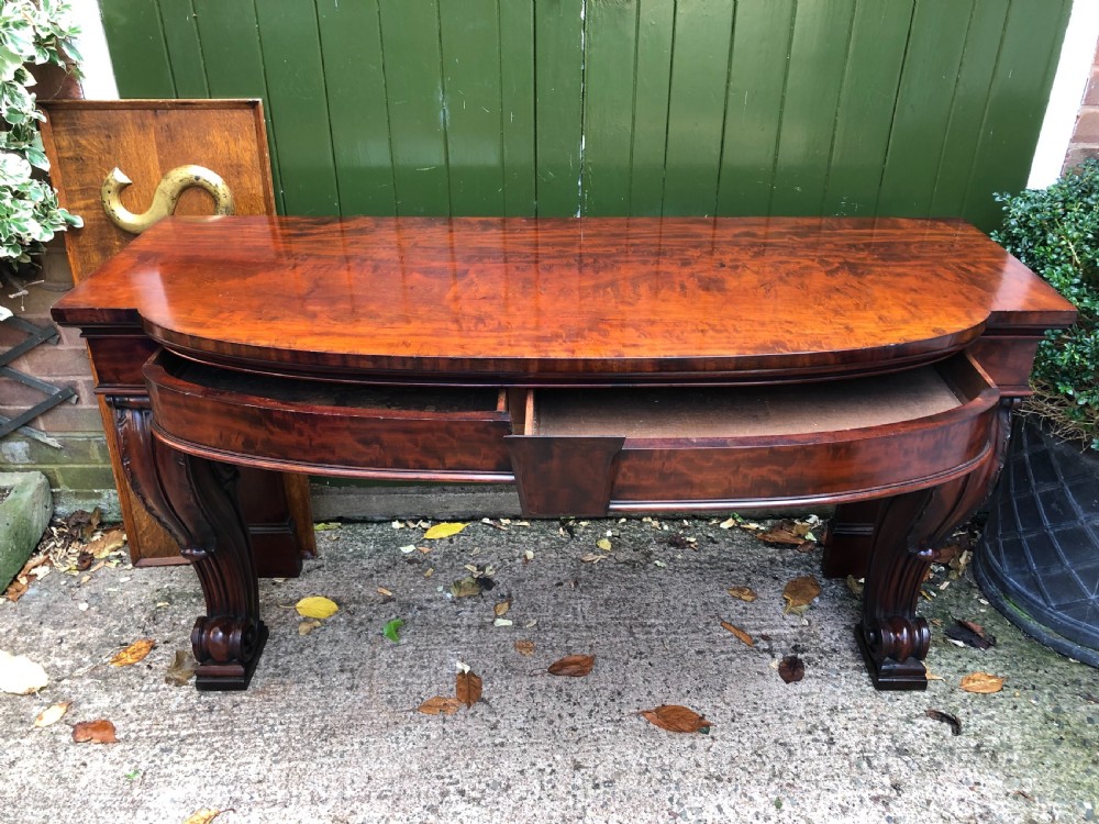 Early C19th William IV period figured mahogany console table of bold design. View VI