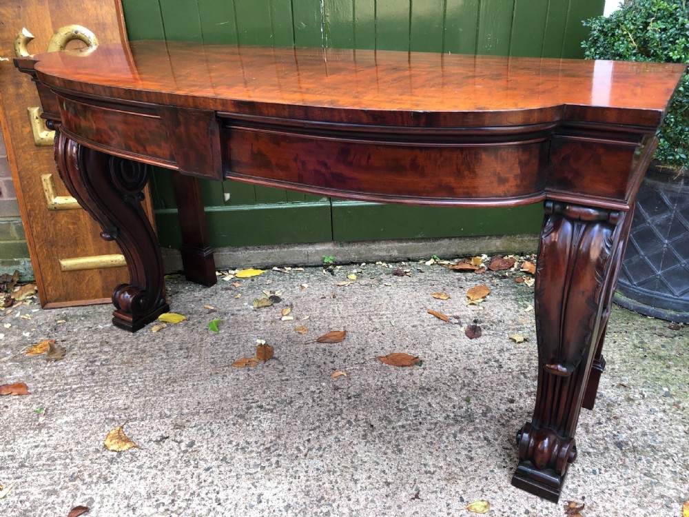 Early C19th William IV period figured mahogany console table of bold design. View XII