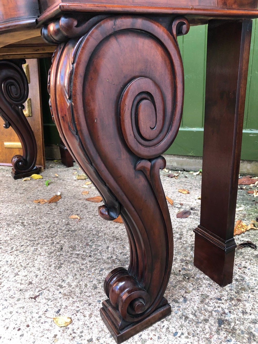 Early C19th William IV period figured mahogany console table of bold design. View XIII
