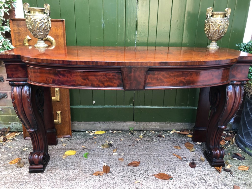 Early C19th William IV period figured mahogany console table of bold design. View XVII
