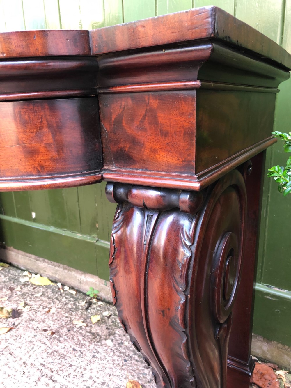 Early C19th William IV period figured mahogany console table of bold design. View XVIII