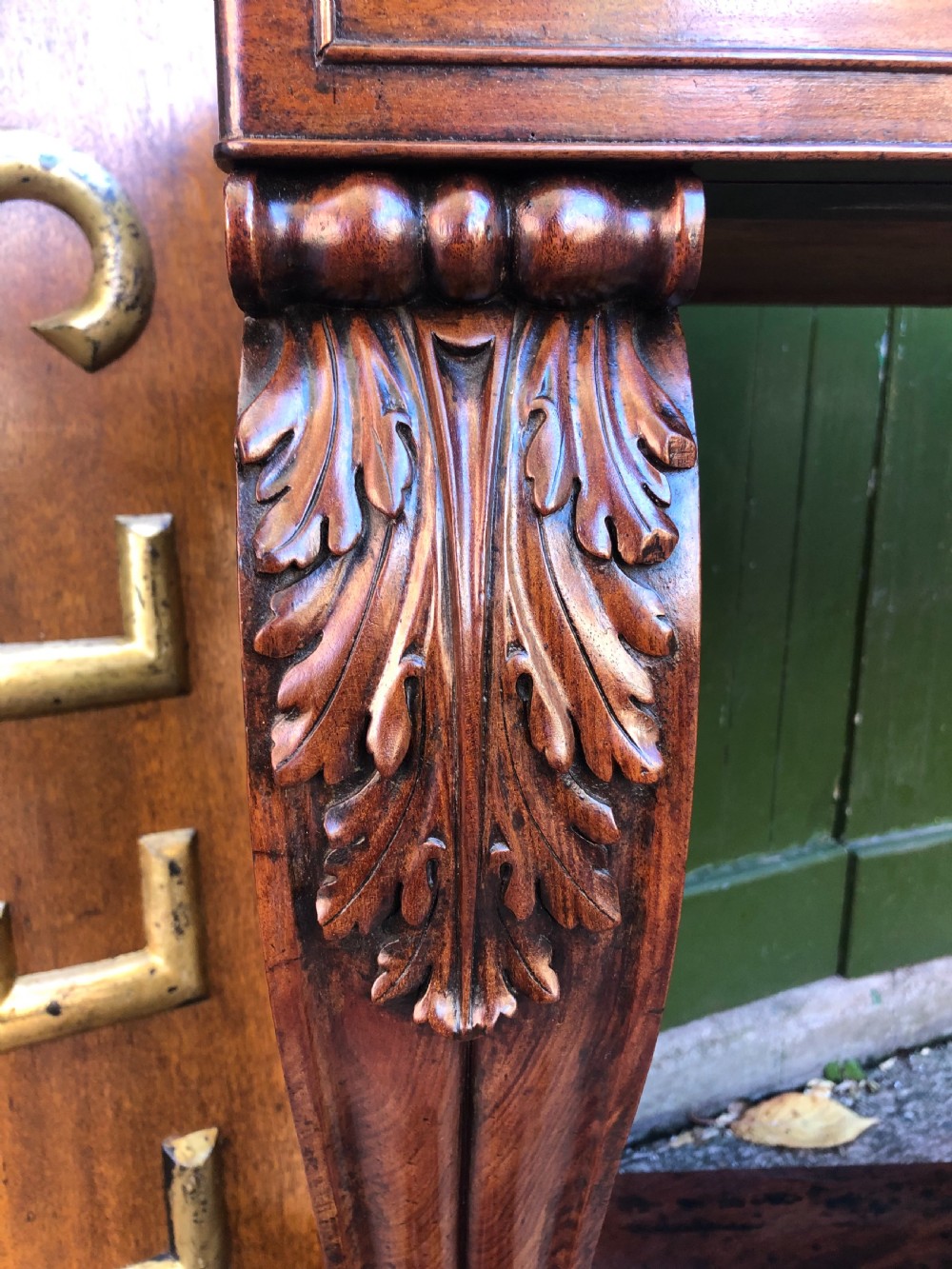 Early C19th French Charles X period mahogany console table of impressive proportions. View VI