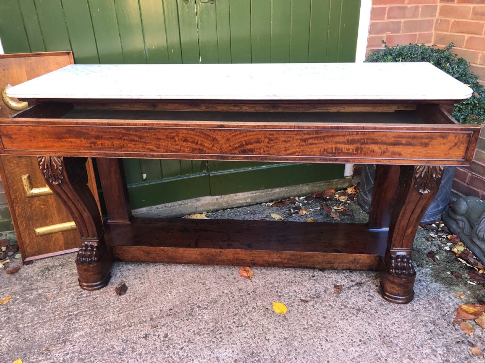 Early C19th French Charles X period mahogany console table of impressive proportions. View X