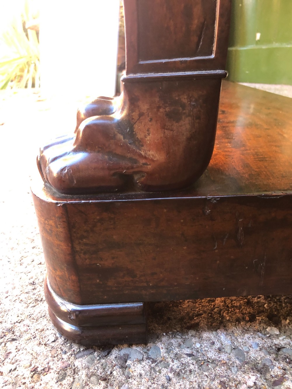 Early C19th French Charles X period mahogany console table of impressive proportions. View XV