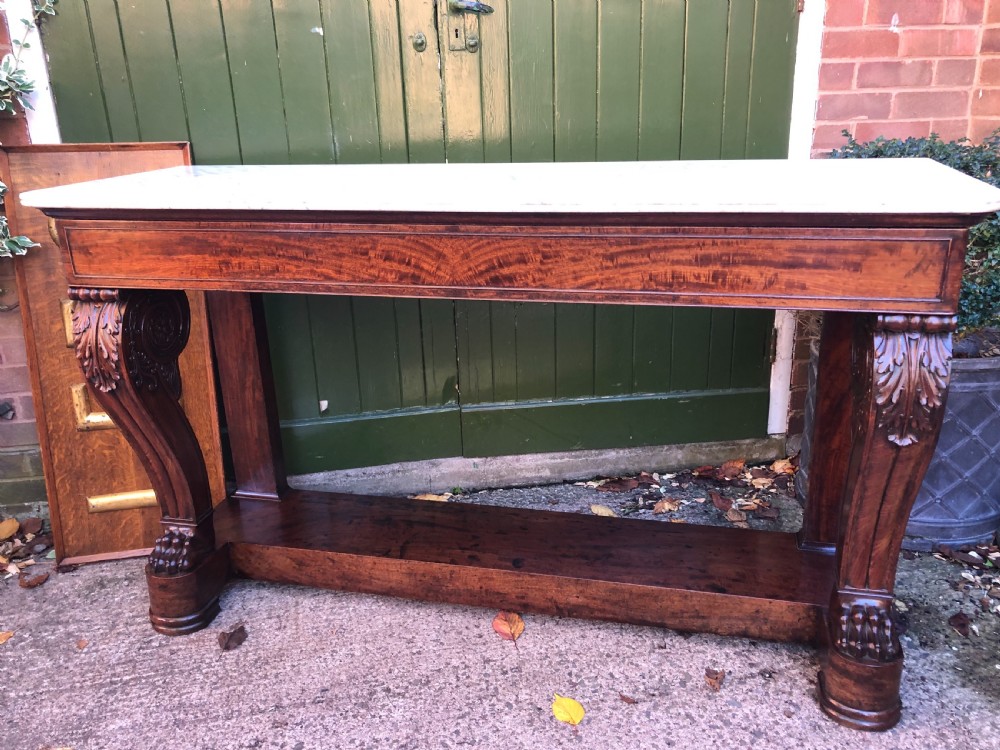 Early C19th French Charles X period mahogany console table of impressive proportions. View XVIII