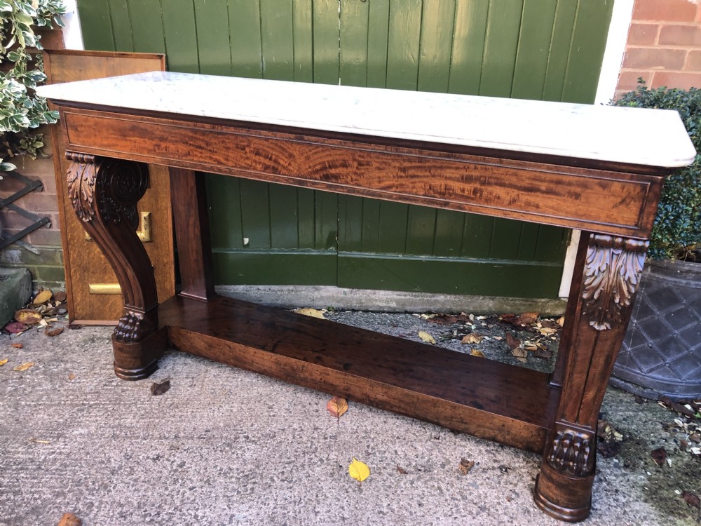 Early C19th French Charles X period mahogany console table of impressive proportions. View XXIX