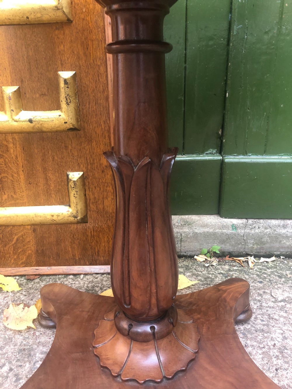 Interesting mid C19th rectangular mahogany table with an inlaid specimen-wood top.  View V