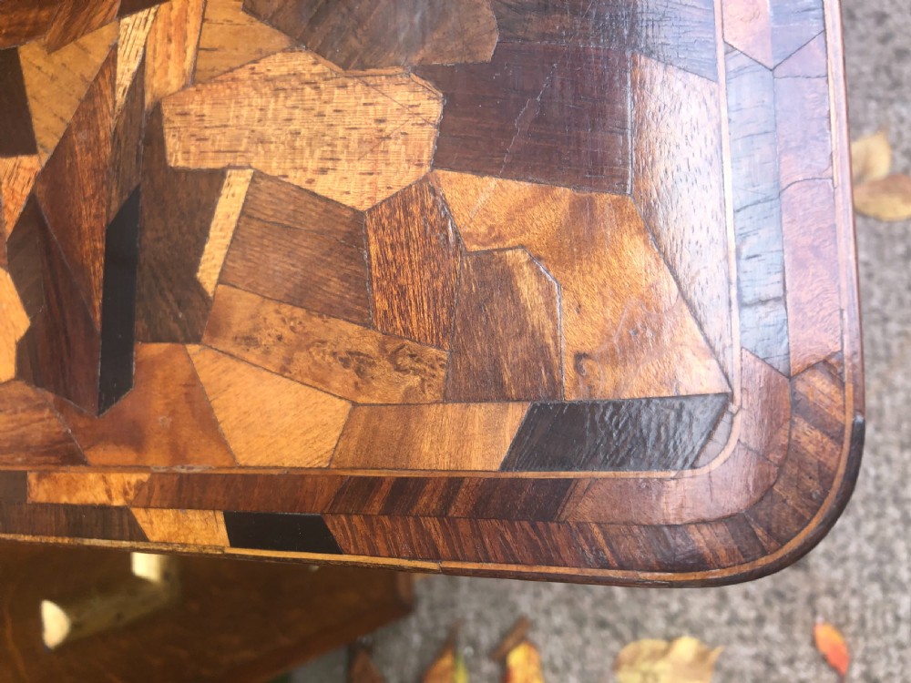 Interesting mid C19th rectangular mahogany table with an inlaid specimen-wood top.  View IX