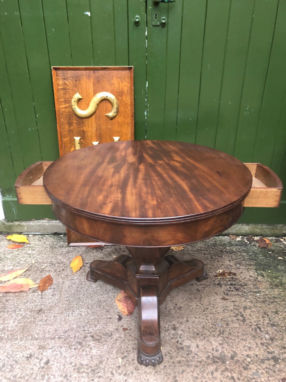 Early C19th French Charles X period mahogany gueridon or centre table . View V