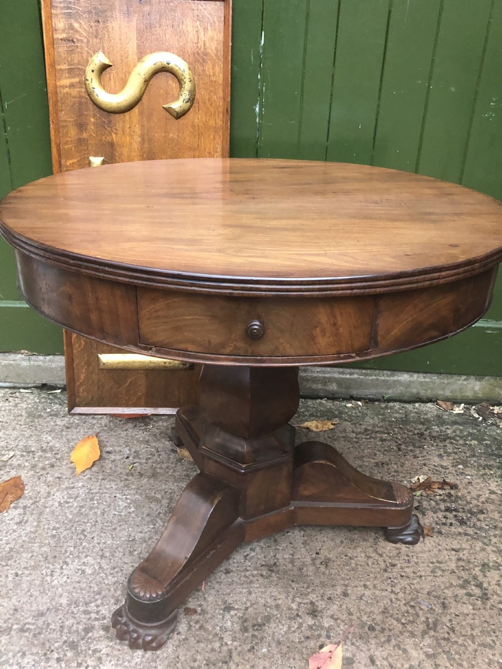 Early C19th French Charles X period mahogany gueridon or centre table . View II