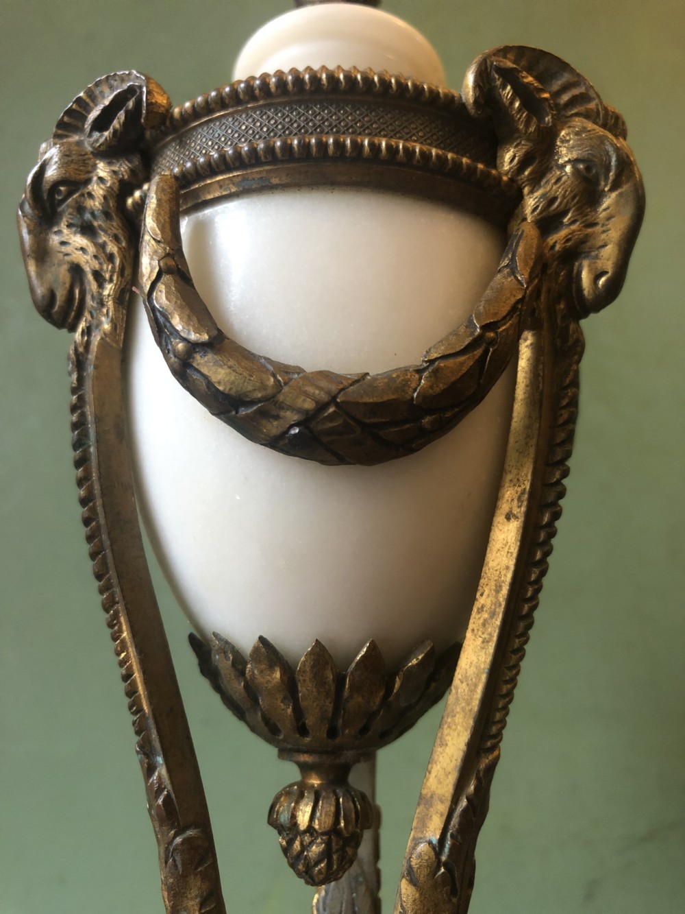 Pair of late C19th French white marble ormolu-mounted neo-classical style vases . View XI