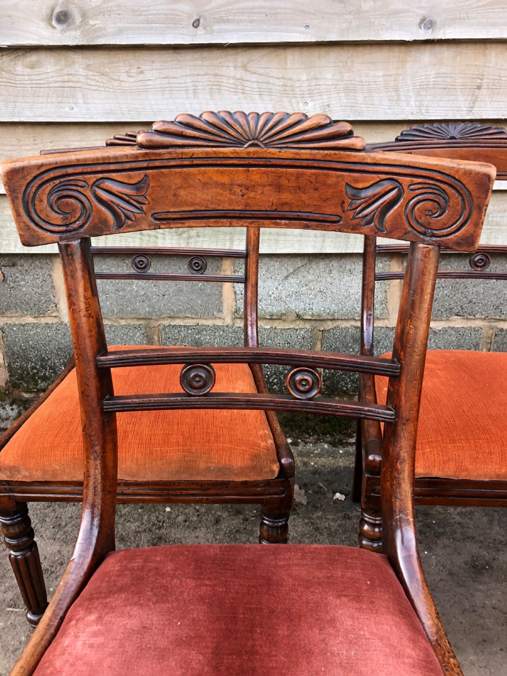 Set of 8 early C19th Regency period mahogany dining chairs. View III