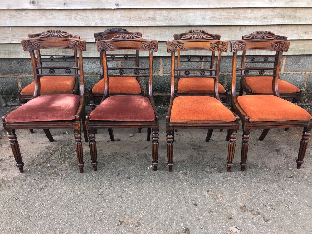 Set of 8 early C19th Regency period mahogany dining chairs. View VIII