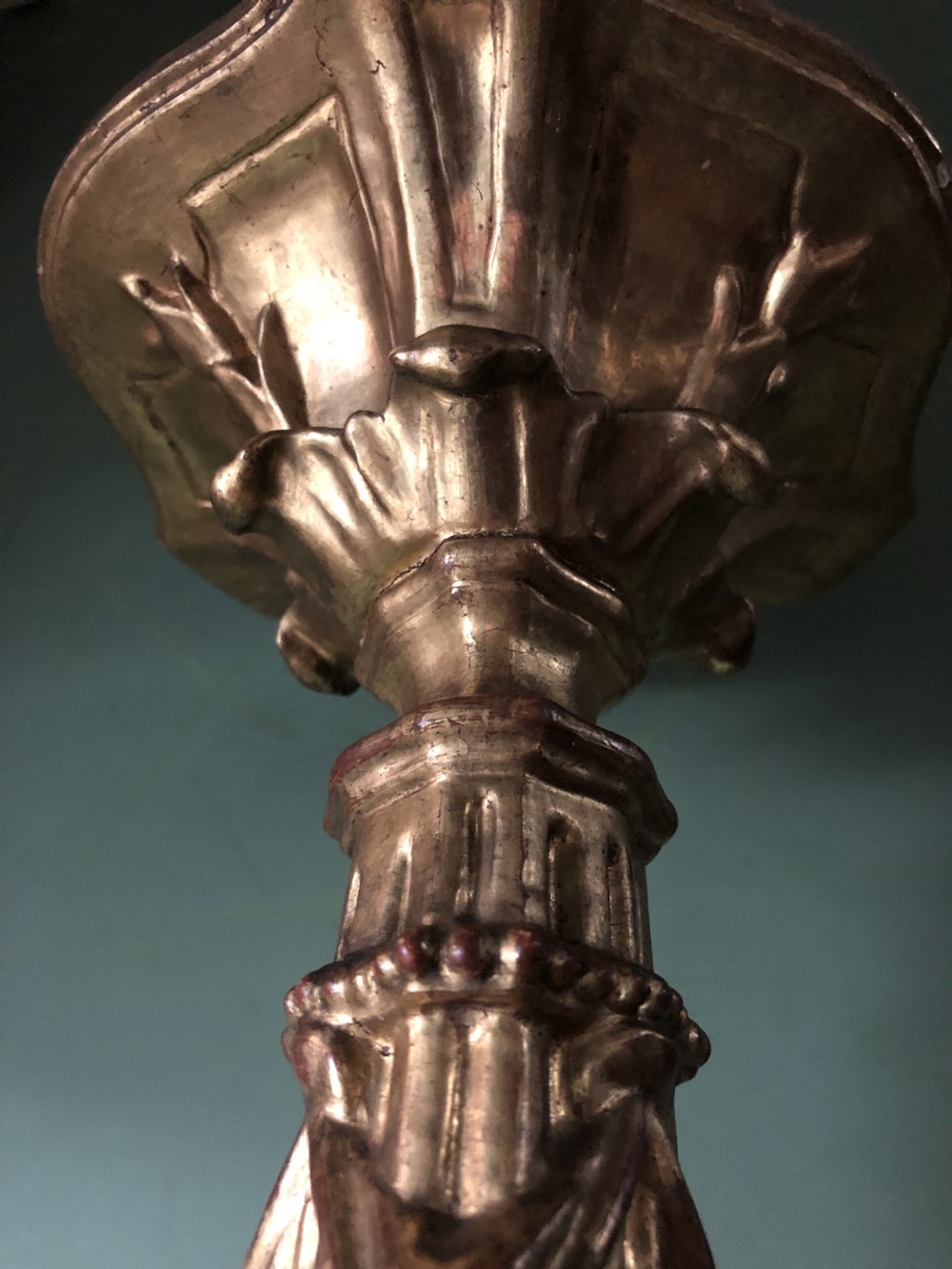 Impressive set of four C18th carved gilt-wood altar-type candlesticks. View XIV
