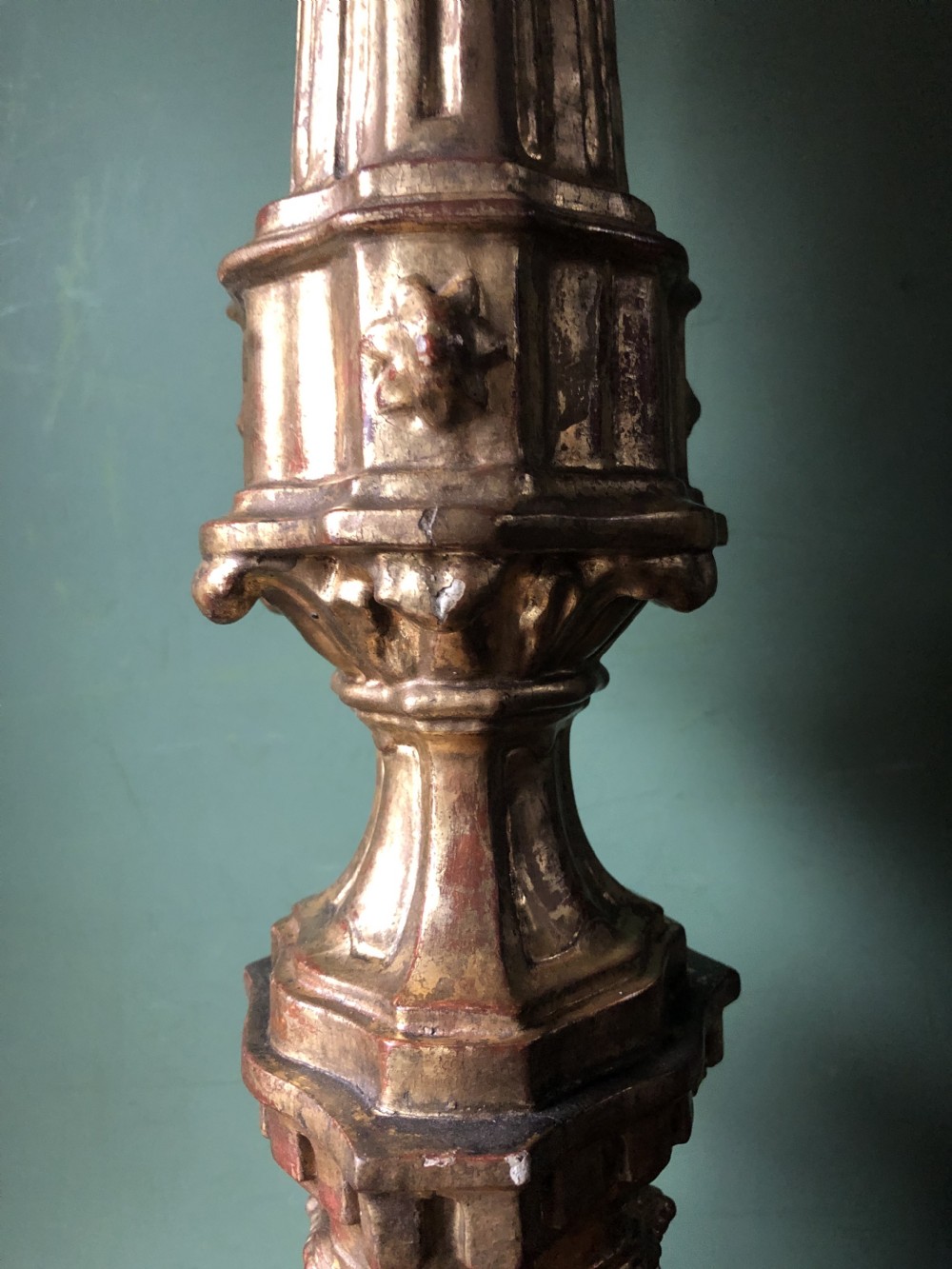Impressive set of four C18th carved gilt-wood altar-type candlesticks. View XV