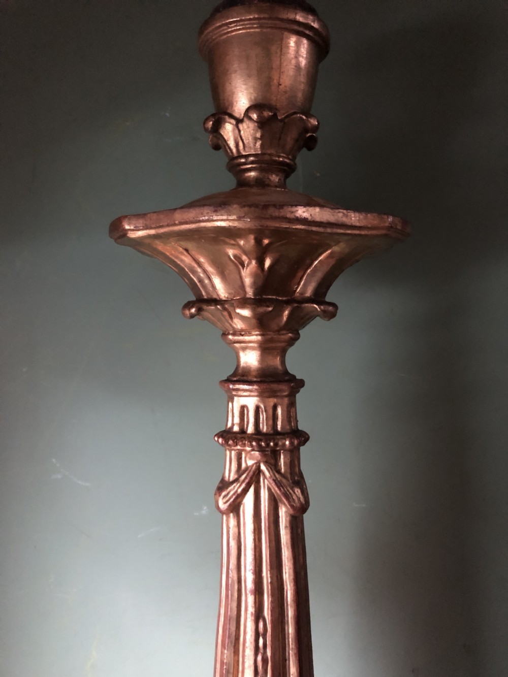 Impressive set of four C18th carved gilt-wood altar-type candlesticks. View XVII