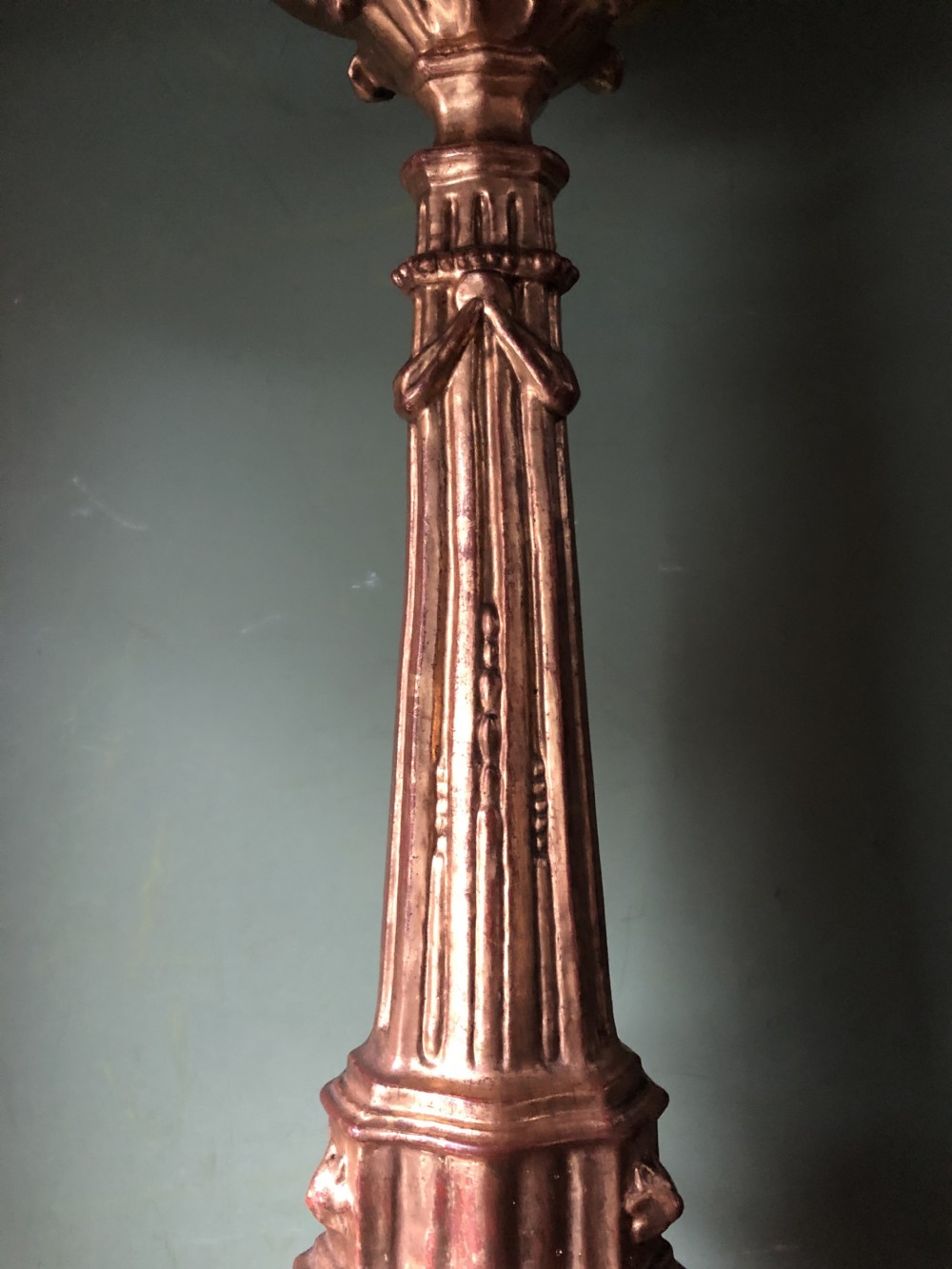 Impressive set of four C18th carved gilt-wood altar-type candlesticks. View XVIII