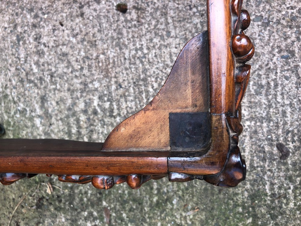 Magnificent large-scale C19th English William IV period carved walnut rectangular framed centre-piece countryhouse stool. View XIV