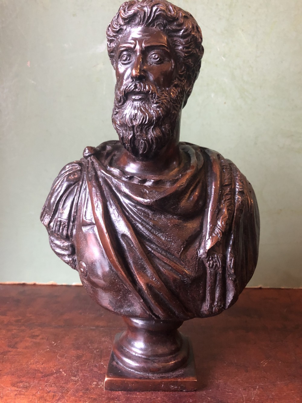 Pair late C19th/ early C20th bronze bust studies of Julius Caesar and Marcus Aurelius after Francesco Jerace . View VII