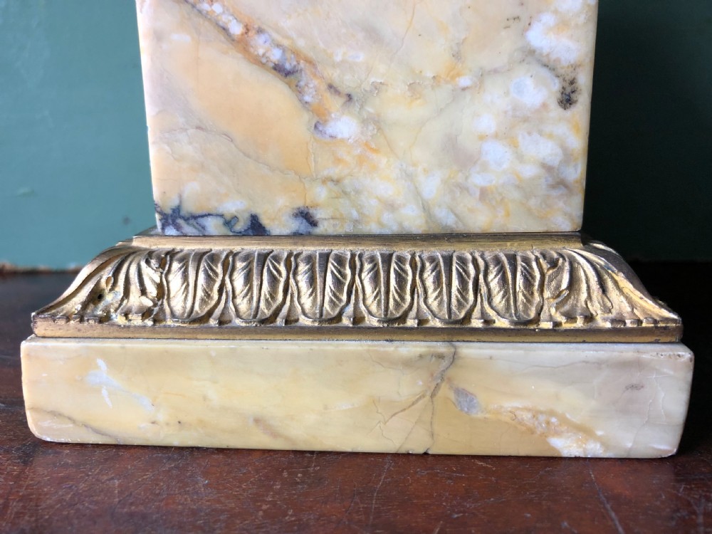 Pair of early C19th French Charles X period bronze , ormolu and giallo antico marble tazzas. View IX