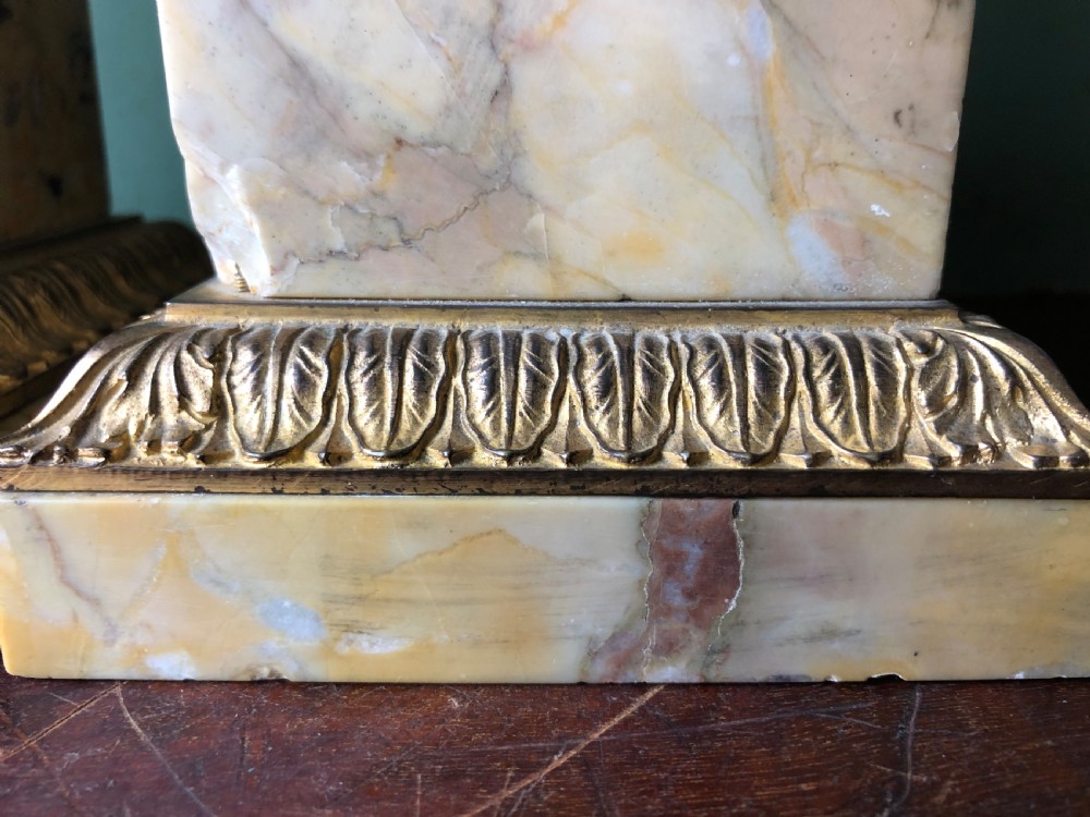 Pair of early C19th French Charles X period bronze , ormolu and giallo antico marble tazzas. View XVI