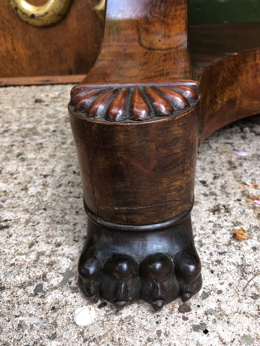 Early C19th French Charles X Restauration period mahogany console table fitted with original marble top . View IV