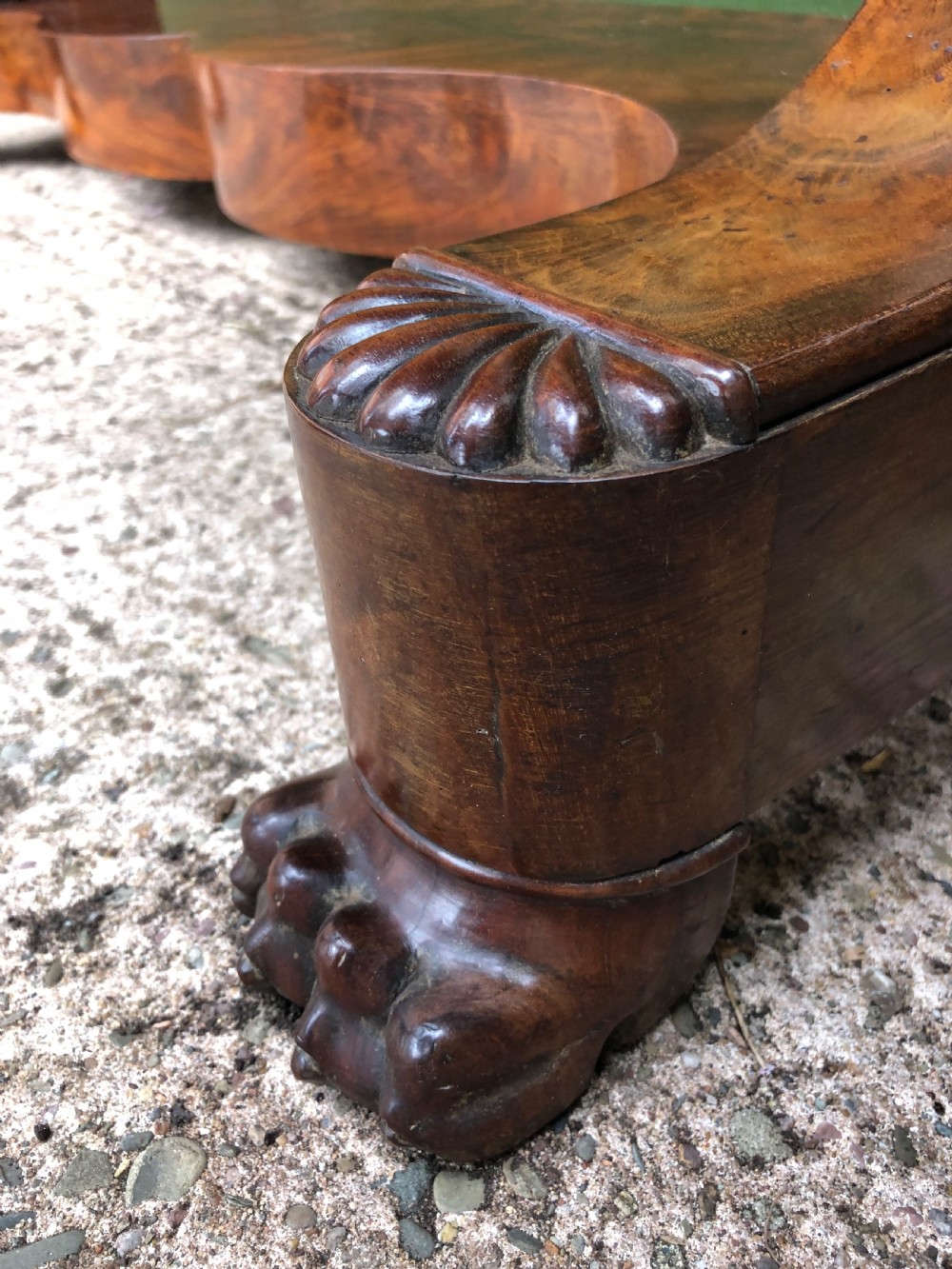 Early C19th French Charles X Restauration period mahogany console table fitted with original marble top . View XIV