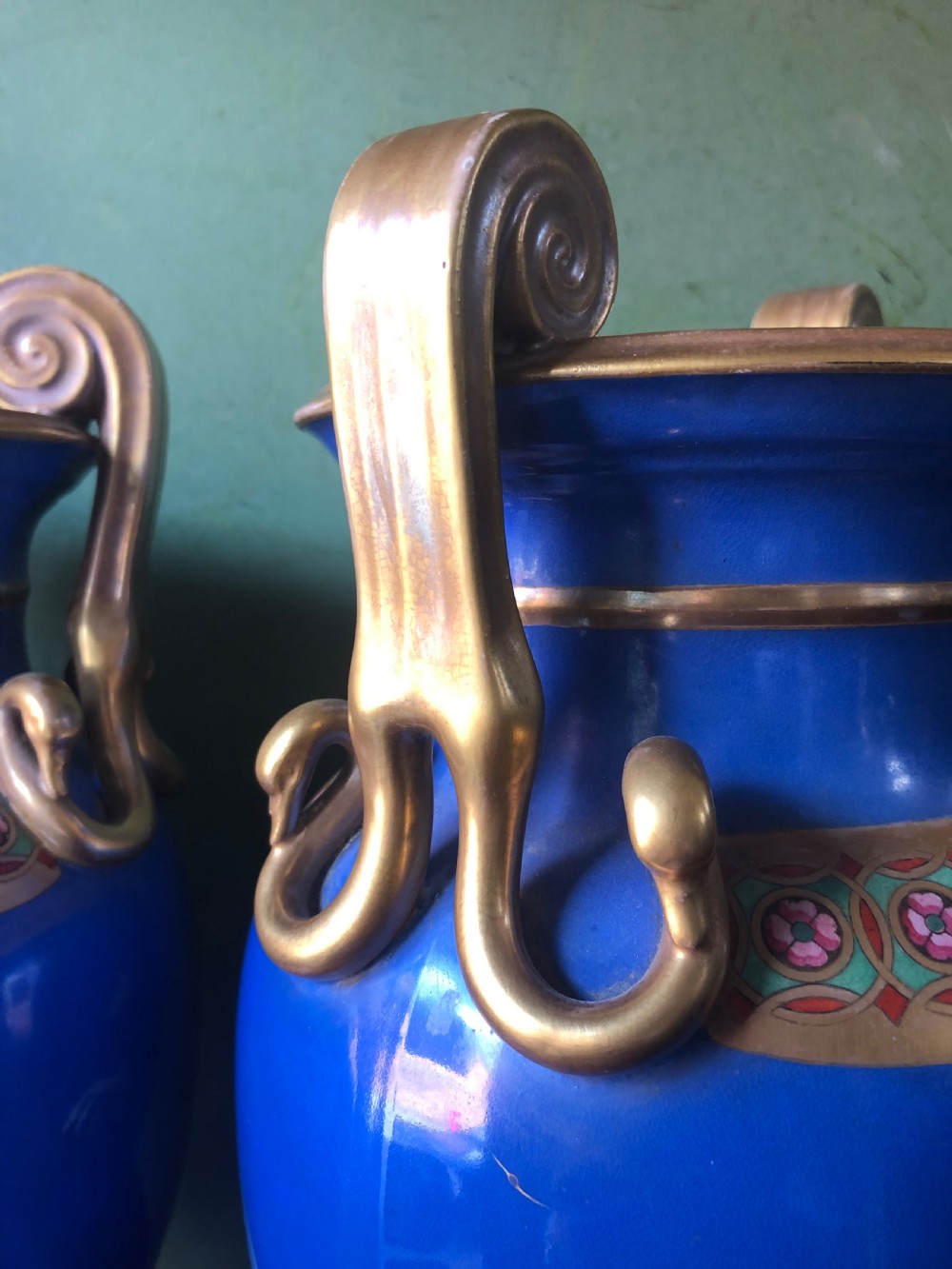 Pair of mid C19th porcelain  classical style volute-krater vases . View IV
