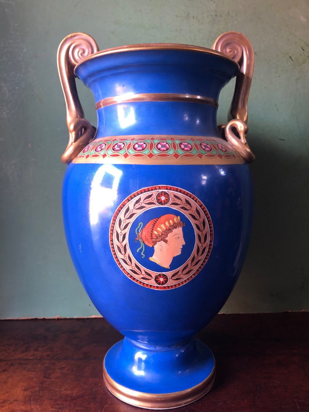 Pair of mid C19th porcelain  classical style volute-krater vases . View XII