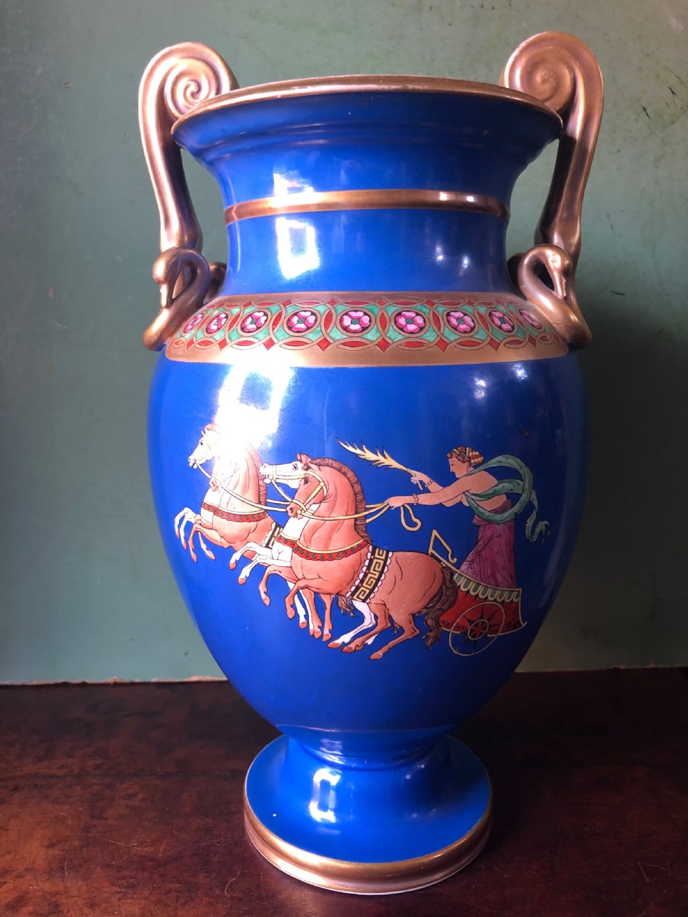 Pair of mid C19th porcelain  classical style volute-krater vases . View XIII