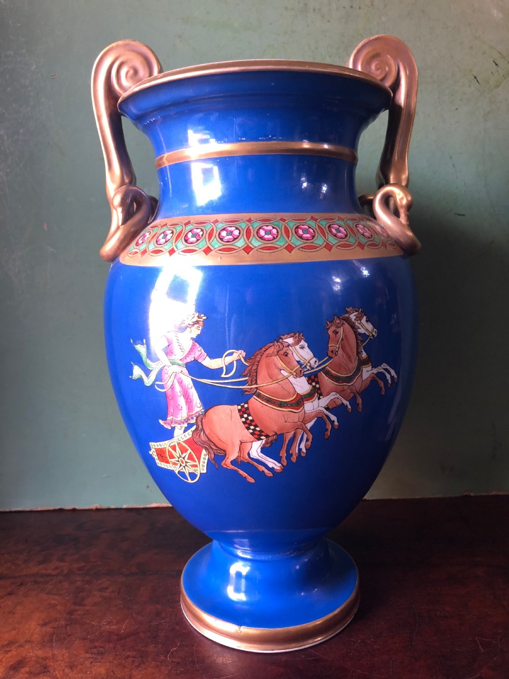 Pair of mid C19th porcelain  classical style volute-krater vases . View XIV