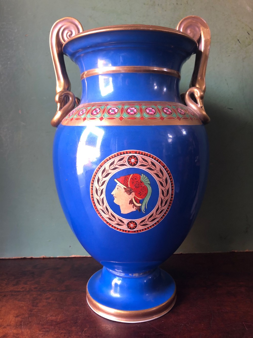 Pair of mid C19th porcelain  classical style volute-krater vases . View XV