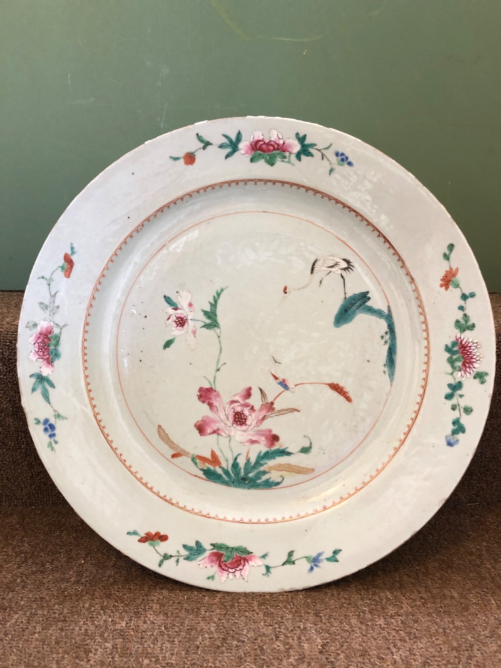 Pair of mid C18th Chinese Qianlong period porcelain dished chargers . View V