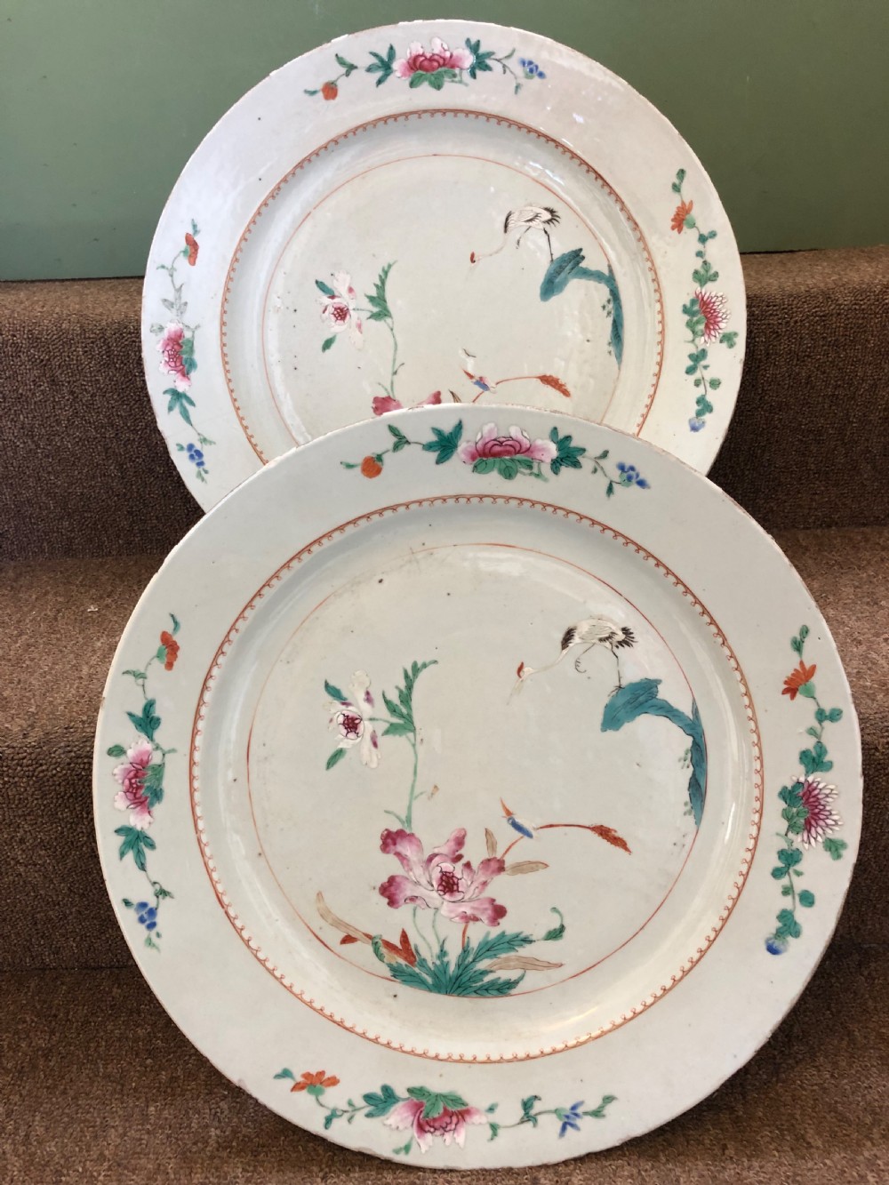 Pair of mid C18th Chinese Qianlong period porcelain dished chargers . View VII