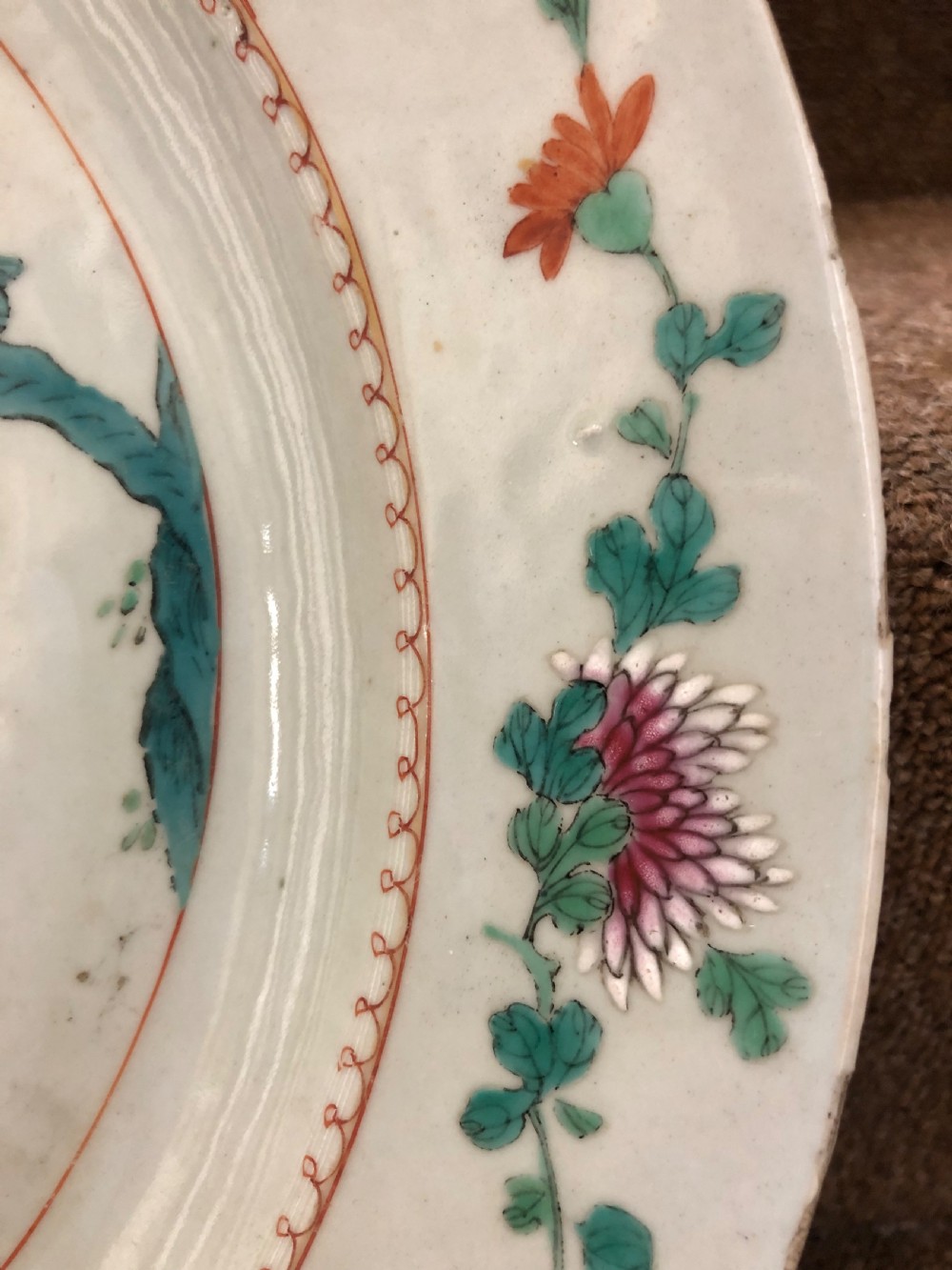 Pair of mid C18th Chinese Qianlong period porcelain dished chargers . View IX