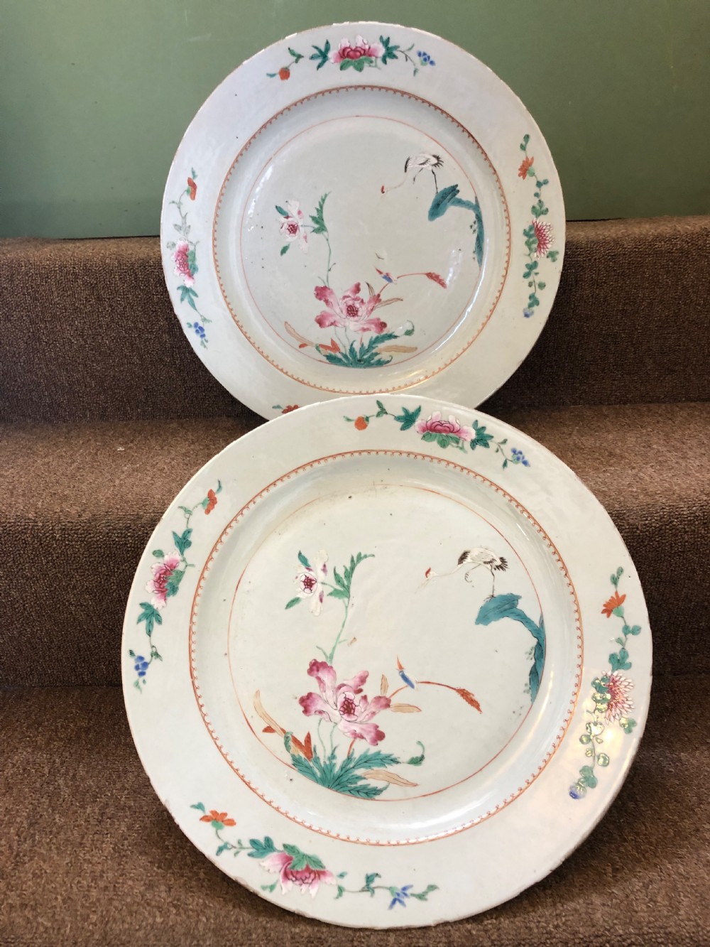 Pair of mid C18th Chinese Qianlong period porcelain dished chargers . View XI
