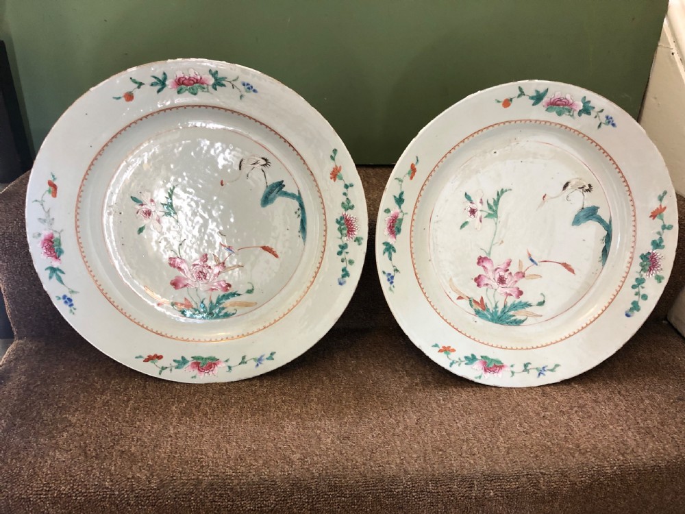 Pair of mid C18th Chinese Qianlong period porcelain dished chargers . View XIII