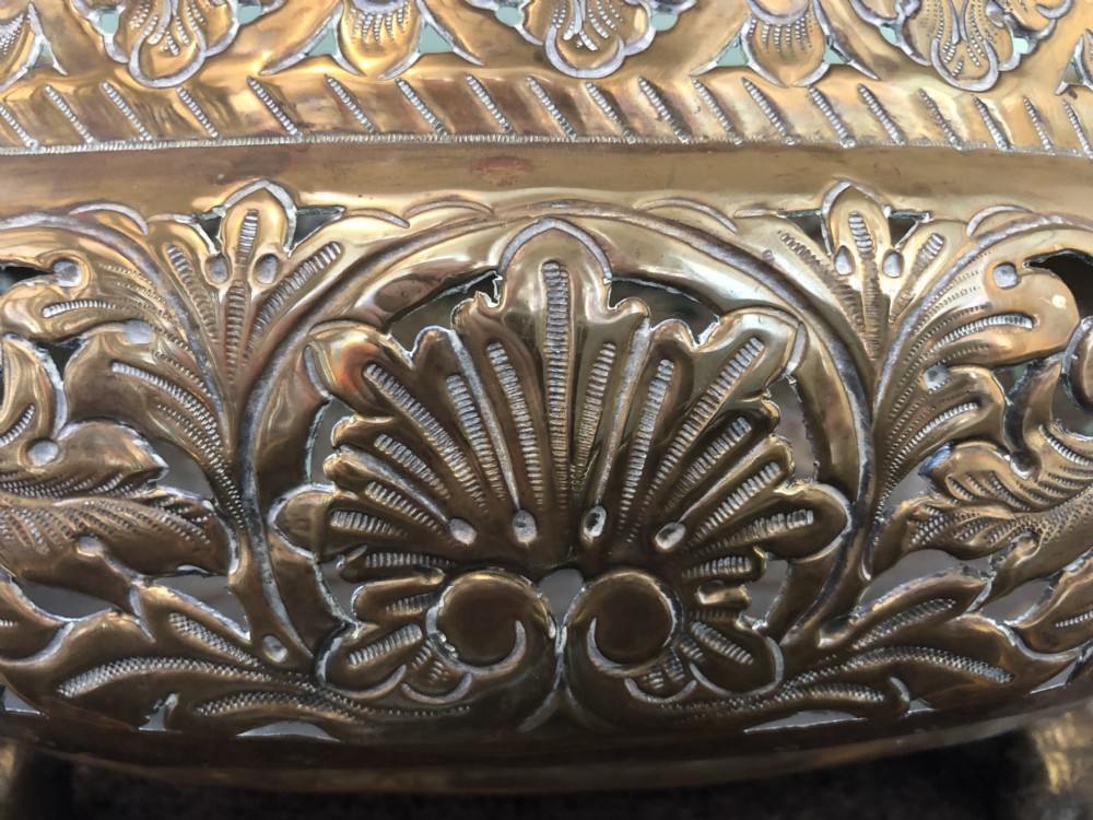 Pair of late C18th/ early C19th Dutch oval gilded brass jardinières or planters. View XII