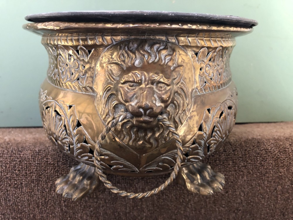 Pair of late C18th/ early C19th Dutch oval gilded brass jardinières or planters. View XIV